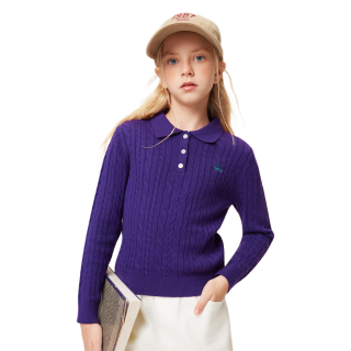 纳维凯尔 女童POLO领针织衫 深紫 160cm