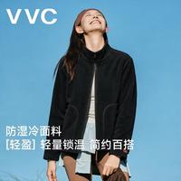VVC 抓绒外套男女同款秋冬御寒保暖摇粒绒百搭情侣款上衣ZW 极夜黑 XL