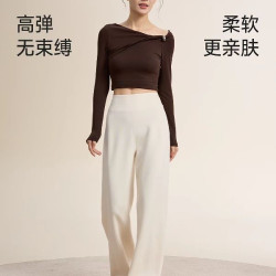 MISSWISS 直筒空气卫裤女秋冬新款宽松阔腿垂顺休闲裤子KQZT26001A