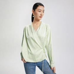 纳薇 新中式斜襟v领 女士衬衫