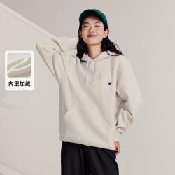 Champion 秋季男女同款简约百搭刺绣小Clogo连帽卫衣加绒