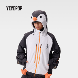 YEYEPOP帝企鹅27新款专业防风防水单双板尼龙加厚保暖滑雪服上衣