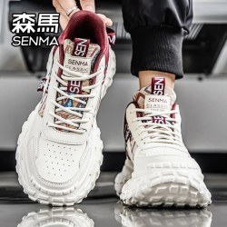 森馬 森马网红爆款男鞋秋季高帮运动休闲青少年跑步厚底增高小白老爹鞋