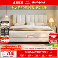 全友 家居奶油风雪尼绒布艺软包高脚款 1.5*2米 单床