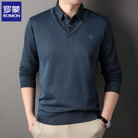 罗蒙 假两件毛衣男士2026秋冬季新款  9011-墨绿色 常规 3XL