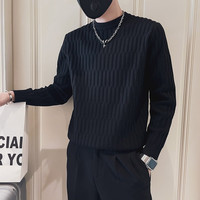 男士长袖加绒休闲百搭圆领韩版修身薄款时尚秋季内搭男上衣打底衫