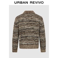 URBAN REVIVO UMF960053 燕麦格雷花纱条纹马球衫针织衫 XS