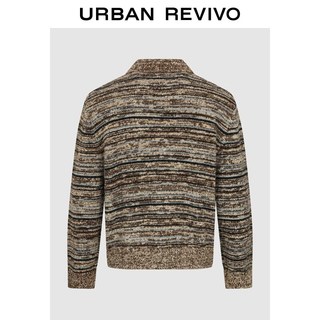 URBAN REVIVO UMF960053 燕麦格雷花纱条纹马球衫针织衫 XS