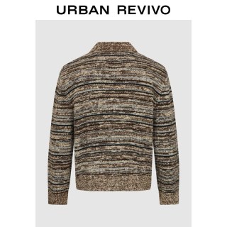 URBAN REVIVO UMF960053 燕麦格雷花纱条纹马球衫针织衫 XS