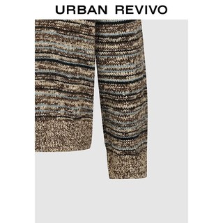 URBAN REVIVO UMF960053 燕麦格雷花纱条纹马球衫针织衫 XS