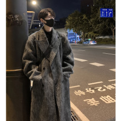 高级感毛呢大衣男秋冬季加厚英伦雅痞中长款过膝风衣外套潮牌男装