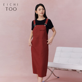 爱居兔 EQLGJ1P001A 背心式直筒连衣裙 暗红 L