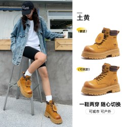 骆驼 马丁靴女2025冬季新款大黄靴户外徒步登山鞋厚底短靴女工装靴