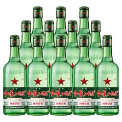 红星 二锅头 大二 清香型白酒 43度 500ml*12瓶 整箱装 纯粮口粮酒