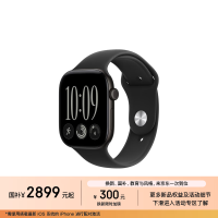 苹果 Watch Series 12 智能手表 GPS版 46mm 黑色铝金属表壳 黑色运动型表带 M/L
