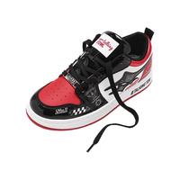 会说话的汤姆猫 赛车涂鸦板鞋 黑红 42码 男士休闲鞋