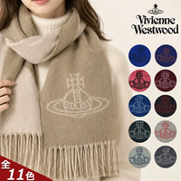 Vivienne Westwood 西太后围巾双面Logo围脖100%羊毛材质驼色/C405 26x185厘米