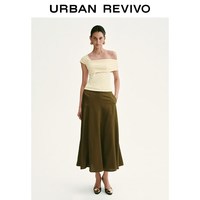 URBAN REVIVO UWG460066 不对称收褶修身T恤 郁金黄 S