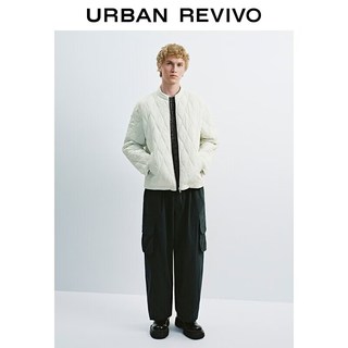 URBAN REVIVO UMB160002+ 波浪绗缝拉链棉服 浅灰 XS