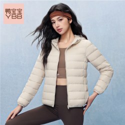 鸭宝宝 2026新款轻薄羽绒服女90鸭绒连帽保暖内胆修身秋冬外套C
