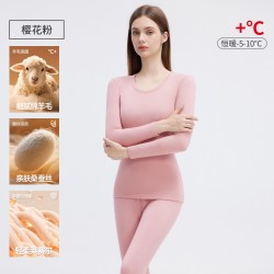 蕉宣言羊毛蚕丝莱赛尔保暖男女士秋冬厚绒蓄热秋衣秋裤磨绒套装