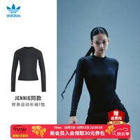 阿迪达斯 三叶草女装 秋季新款JENNIE联名三条纹运动休闲套头衫潮流长袖T恤