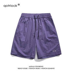 QOTRIOCK 克莱因蓝冰丝短裤男女夏季新款青少年多巴胺刺绣五分裤休闲运动裤