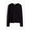 H&M 女装T恤2025春季新款简约舒适修身柔软圆领长袖内搭上衣1254718