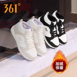 361° 女鞋运动鞋加绒保暖学生冬季2025新款休闲防水皮面高帮休闲鞋
