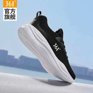 361° 女鞋运动鞋2026夏季新款网面透气轻便软底防滑跑鞋减震耐磨跑步鞋 曜石黑/361度白 38