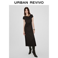 URBAN REVIVO UWH760042 荡领褶皱设计感连衣裙