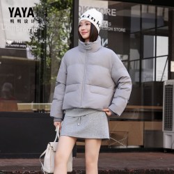 YAYA 鸭鸭短款潮流羽绒服女保暖时尚宽松外套加绒加厚冬季立领休闲上衣