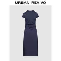 URBAN REVIVO UWM760007 POLO领修身褶皱连衣裙