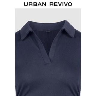 URBAN REVIVO UWM760007 POLO领修身褶皱超短连衣裙