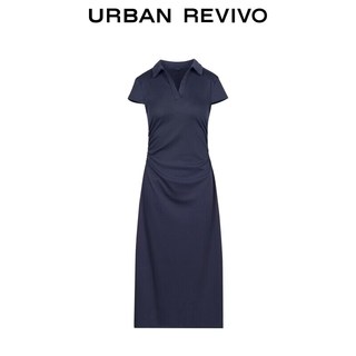 URBAN REVIVO UWM760007 POLO领修身褶皱超短连衣裙