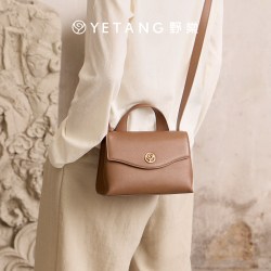 野棠YEYANG飞鸟信封包头层牛皮复古邮差女包单肩斜跨手提小方包