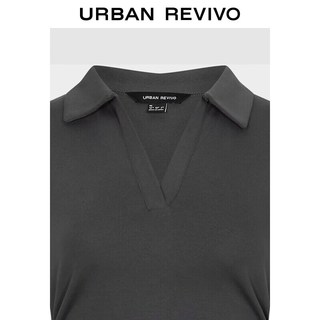 URBAN REVIVO UWM760007 POLO领修身褶皱超短连衣裙