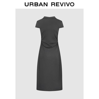 URBAN REVIVO UWM760007 POLO领修身褶皱超短连衣裙