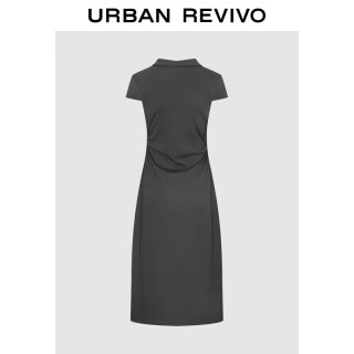 URBAN REVIVO UWM760007 POLO领修身褶皱超短连衣裙