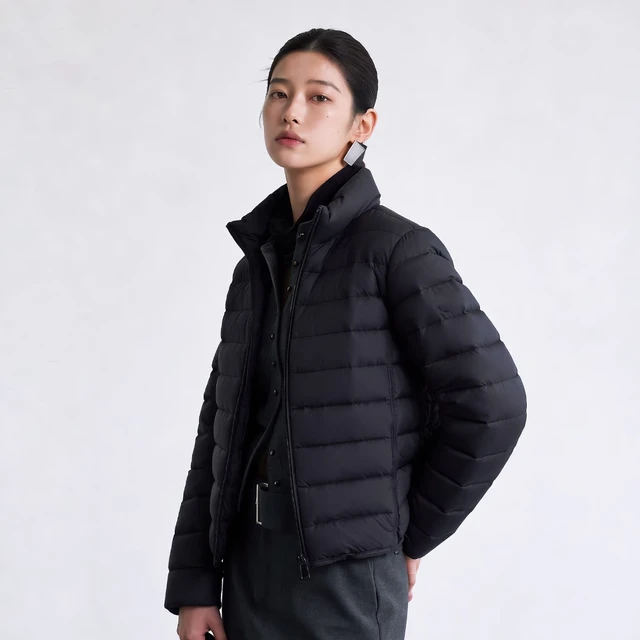 斯迪丽 轻薄连帽短款羽绒服 暖姜黄 S