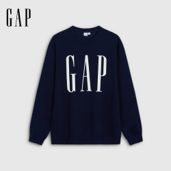 Gap 男女装新品logo印花抓绒圆领宽松卫衣