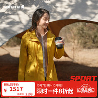 乐飞叶 LA-KIT冲锋衣女 可拆卸帽防水中长收腰外套夹克LFJA6CS61 日落黄GN 38 165/84A