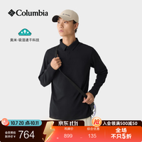 户外徒步：哥伦比亚 户外26秋冬新品简行系列男子长袖吸湿速干POLO衫YM6641 010黑色 亚太宽松版型 L (180/100A)