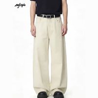 百亿补贴：MJ STYLE 米白色美式高街直筒基础款牛仔裤男士宽松百搭水洗Vibe风长裤潮