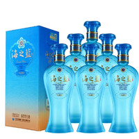 淘金币703.6元、今日必买：洋河 海之蓝风尚版 绵柔型白酒 52度 480ml*6瓶整箱 含礼袋