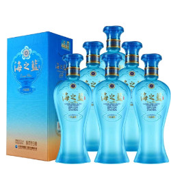 洋河 海之蓝风尚版 绵柔型白酒 52度 480ml*6瓶整箱 含礼袋