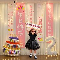 寻年味 儿童生日挂布条幅派对布置装饰背景布男孩女孩快乐氛围横竖幅