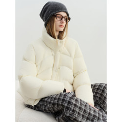 自巧 巧绒Light Warm小个子立领短款泡芙羽绒服女2025冬装新款外套 巧米色 XXS