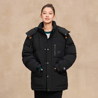 Champion 冠军羽绒服男25秋冬新款棉服中长款面包服 黑色 S
