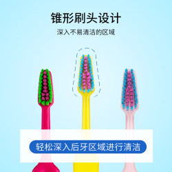 Tepe 瑞典进口趣彩纤细中毛牙刷成人小头锥形刷头去牙渍男女-桃趣浅粉
